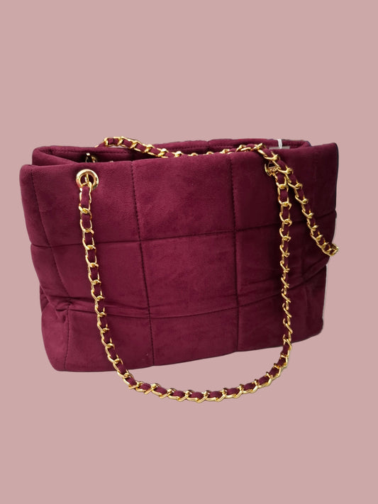 Borsa Trapuntata in Suede Lampone