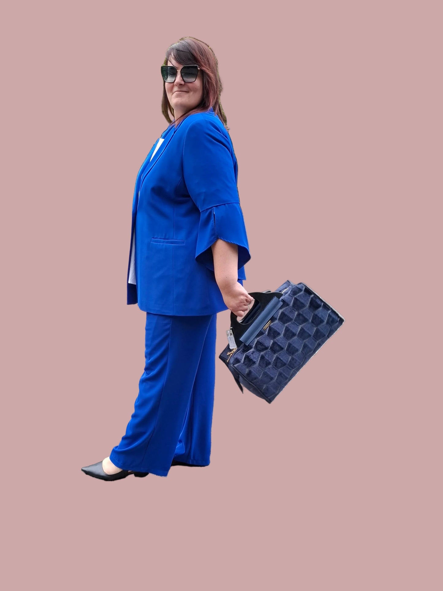 Tailleur Pantalone a Palazzo Blu Elettrico