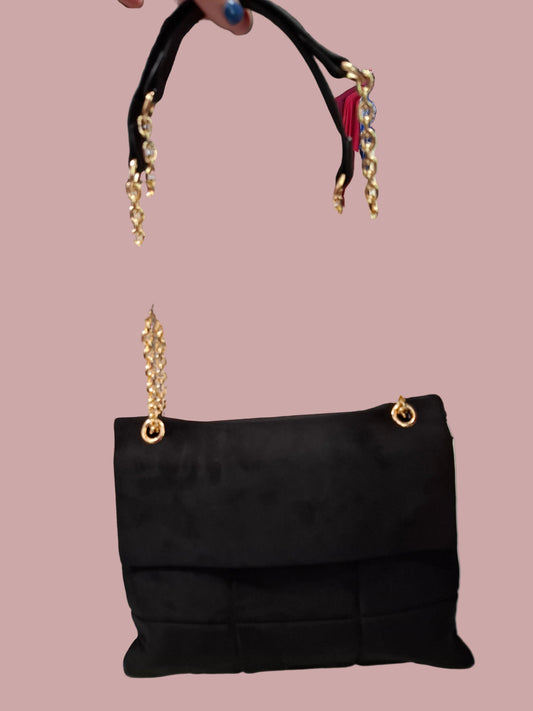 Borsa Trapuntata in Suede Nera