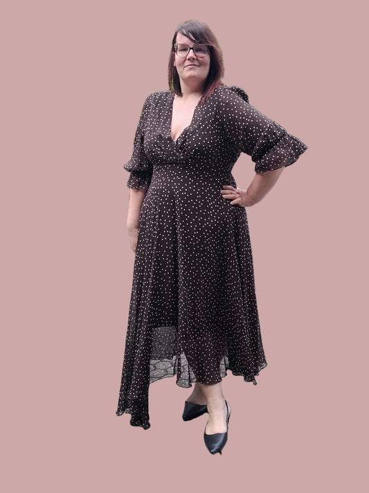 Abito Midi in Chiffon a Pois