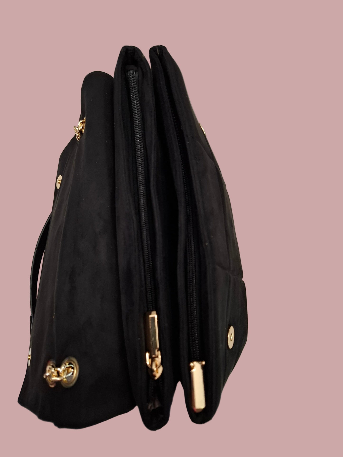 Borsa Trapuntata in Suede Nera