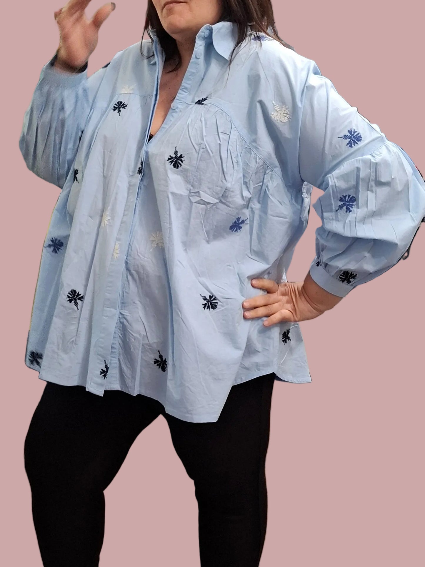 Camicia Oversize in Cotone Ricamato