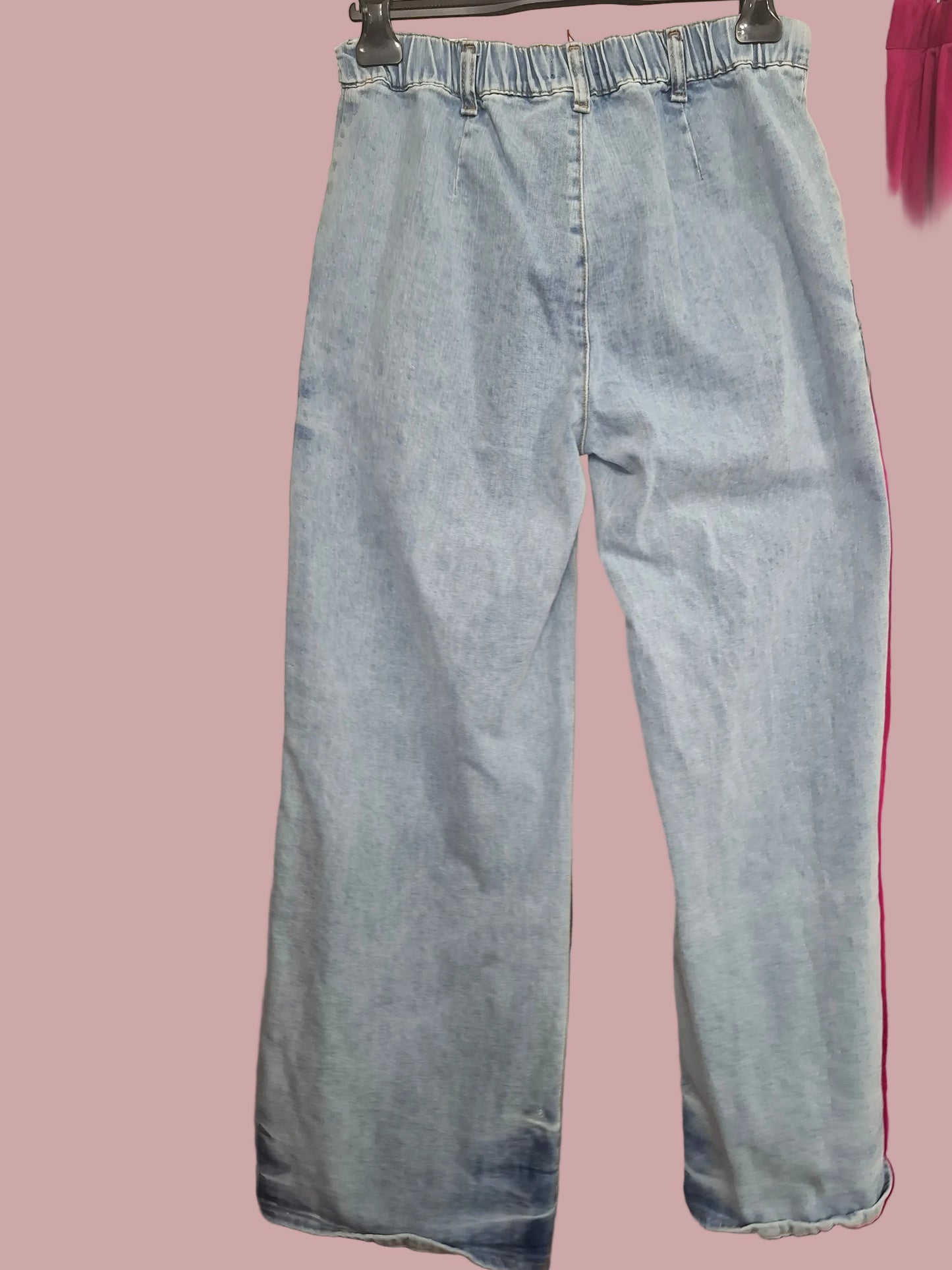 Jeans Wide Leg a Vita Alta con Elastico Dietro – Lavaggio Chiaro