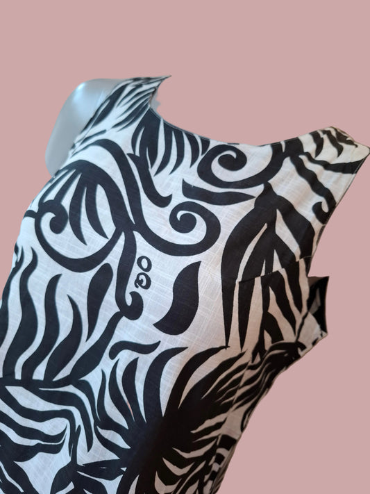 Abito Midi in Cotone con Stampa e Tasche