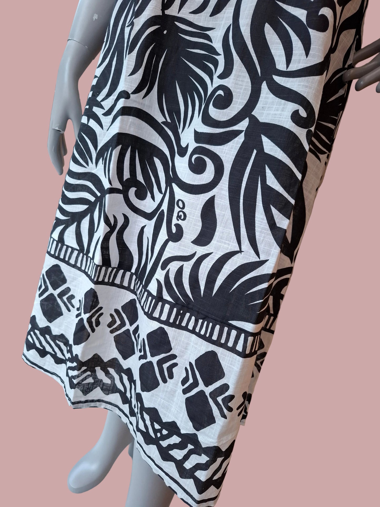 Abito Midi in Cotone con Stampa e Tasche