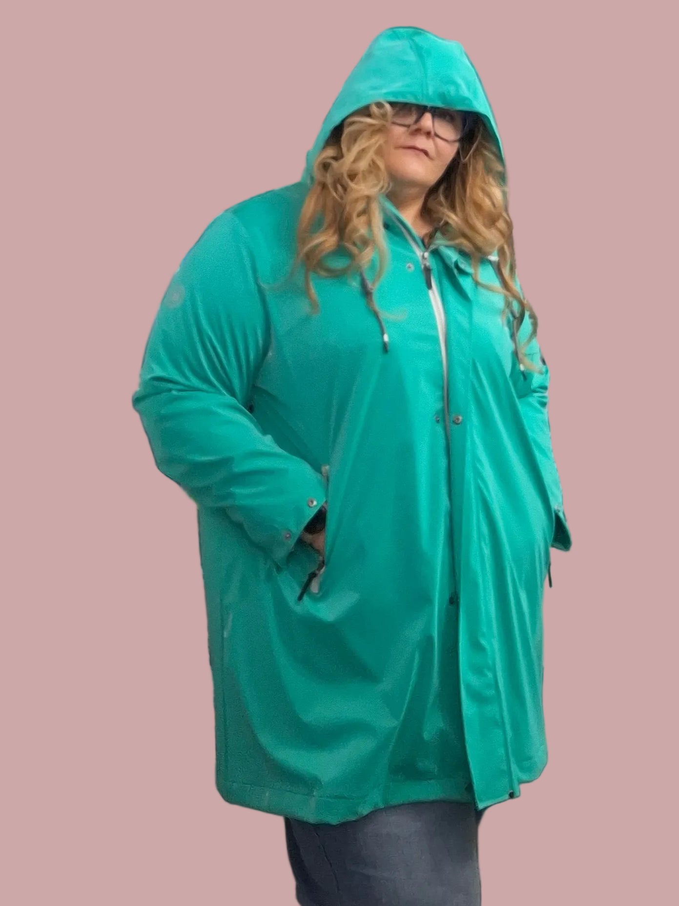 Giacca Antipioggia Curvy con Dettagli Riflettenti