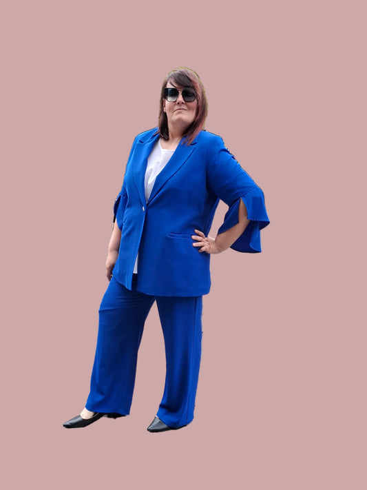 Tailleur Pantalone a Palazzo Blu Elettrico
