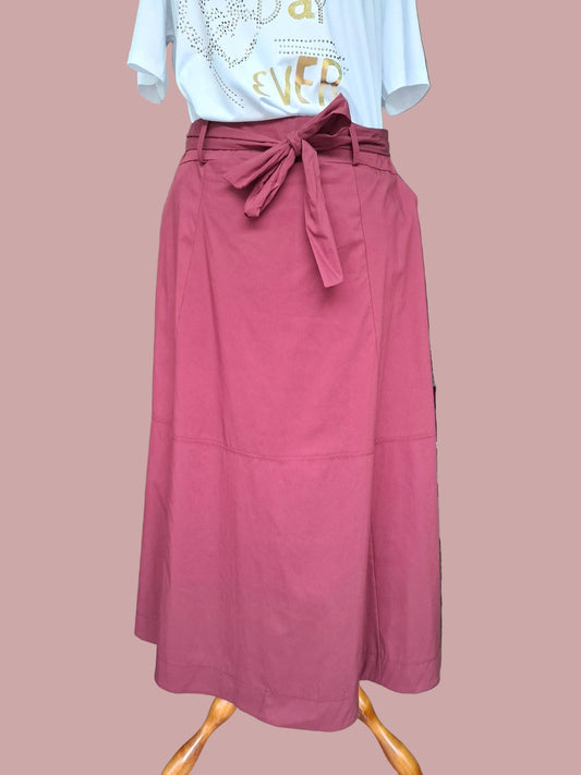 Gonna Midi in Viscosa con Tasche e Cintura