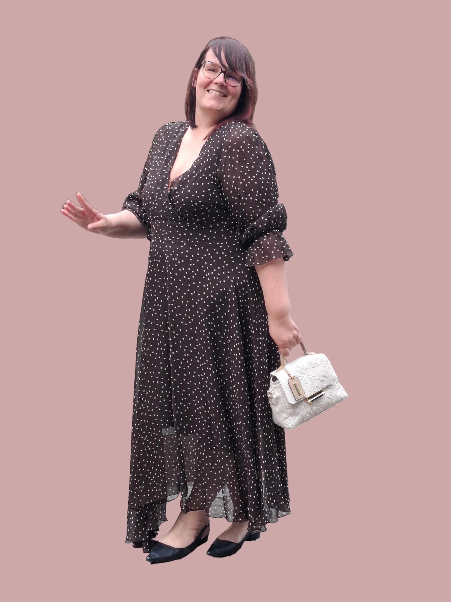 Abito Midi in Chiffon a Pois