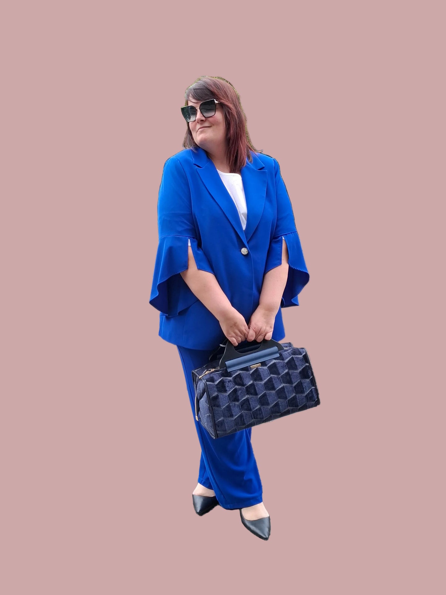 Tailleur Pantalone a Palazzo Blu Elettrico