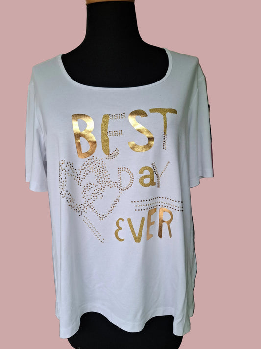 T-shirt Morbida con Stampa Luminosa "Best Day Ever"