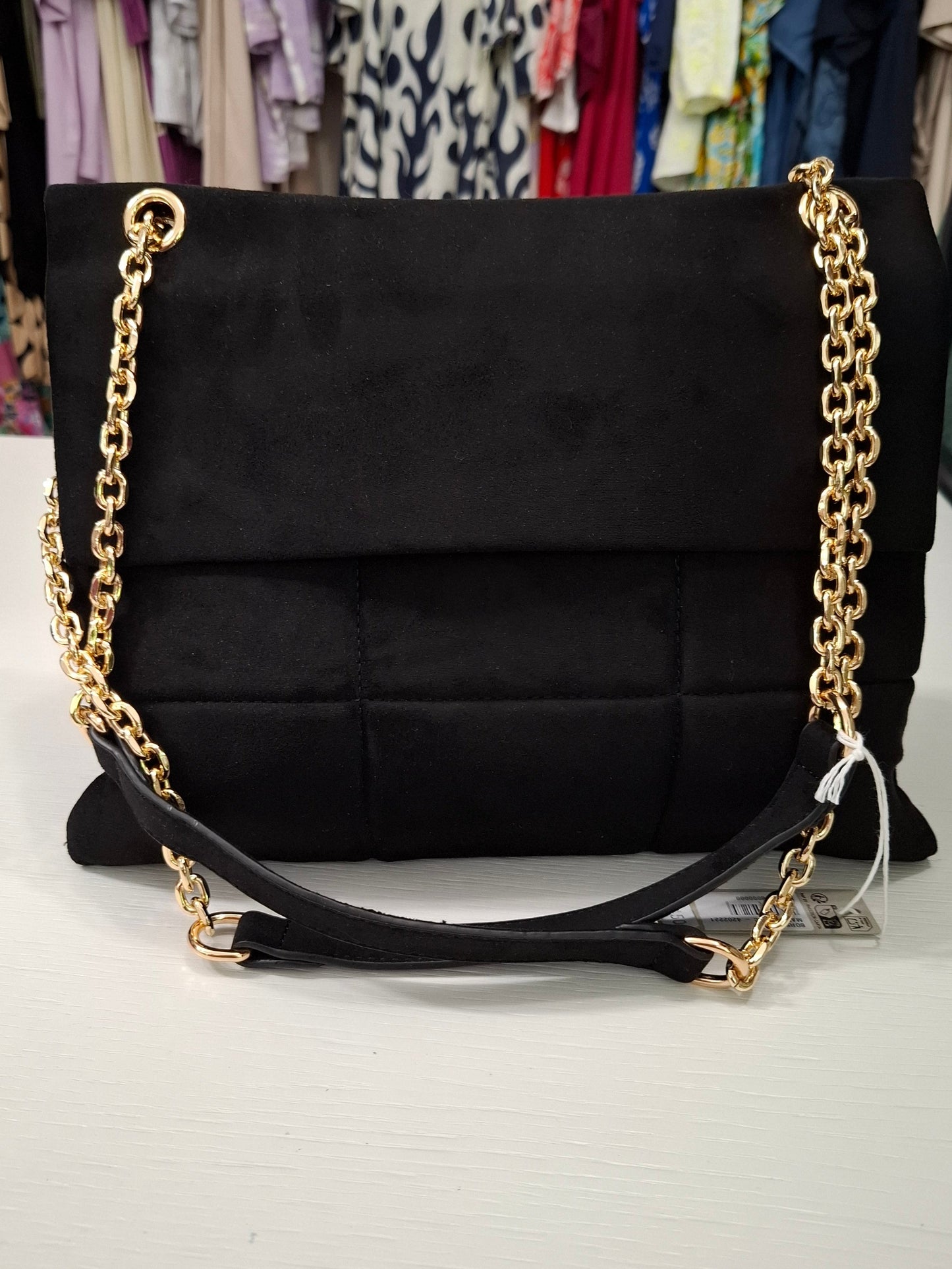 Borsa Trapuntata in Suede Nera
