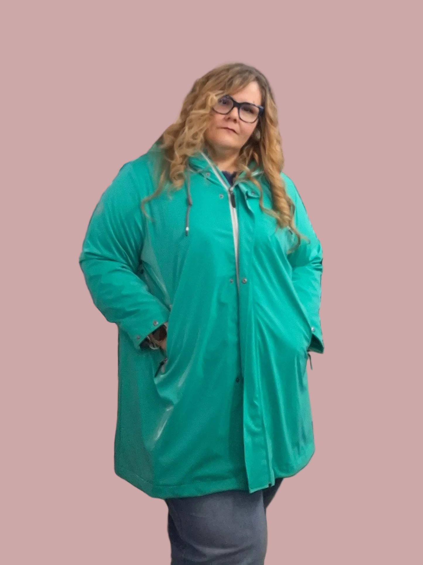 Giacca Antipioggia Curvy con Dettagli Riflettenti