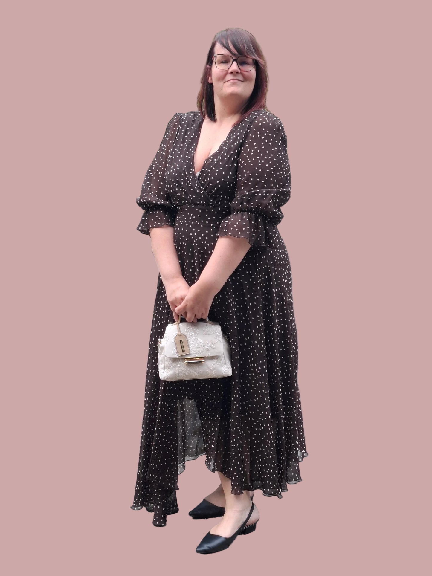 Abito Midi in Chiffon a Pois